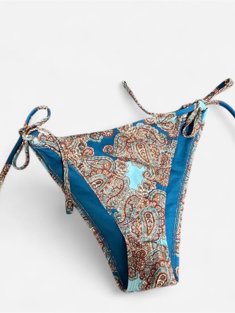Blue Paisley Tie-Side Bikini Bottom - Women Swim